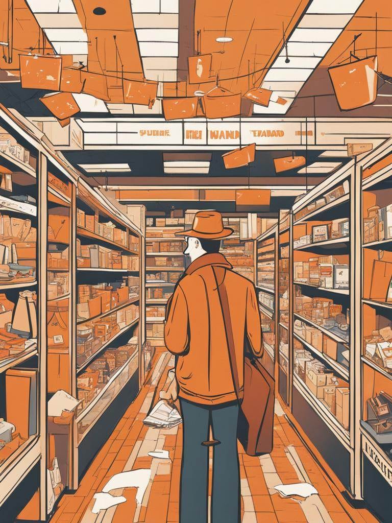 an illustration of a man walking through a grocery store, highlighting common website conversion mistakes.