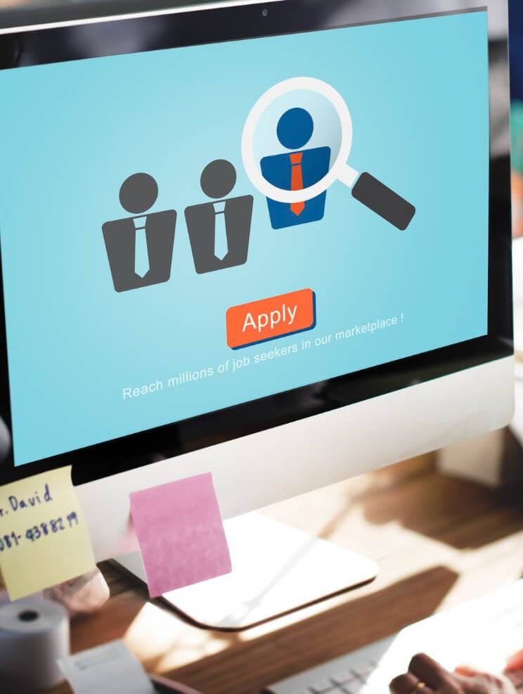 a computer screen displays a job search website with an