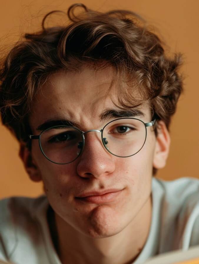 a young man with glasses reading a book on website conversion mistakes.