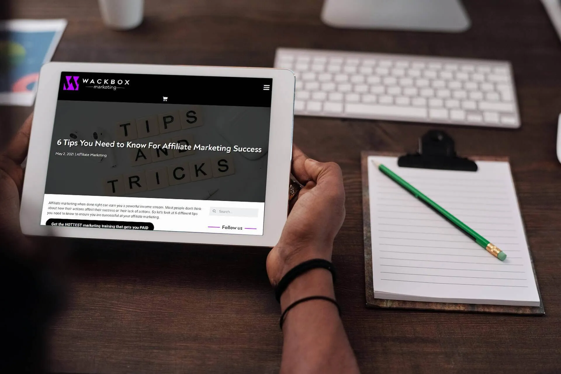 viewing free lesson on a tablet